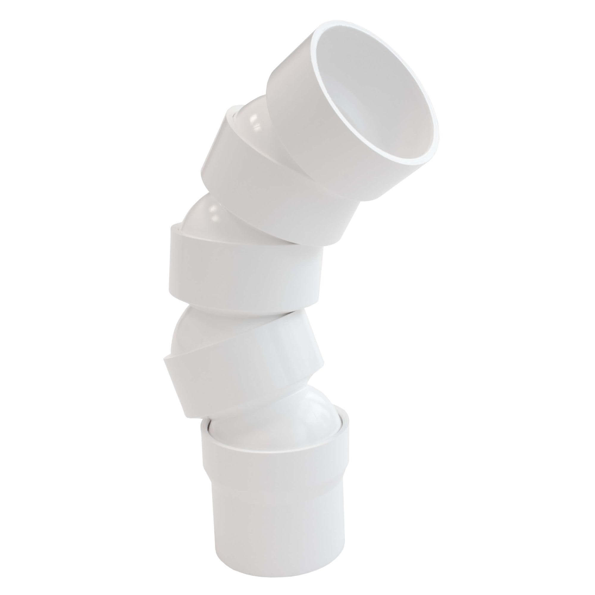 INEFA 4X Flexible downpipe Bend, 67-90 Degrees 50mm White PVC