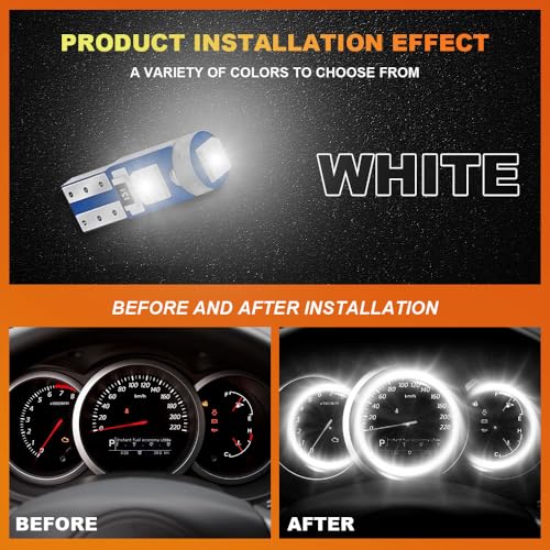 12PCS Bombilla LED T5 para tablero, luz blanca miniatura 3