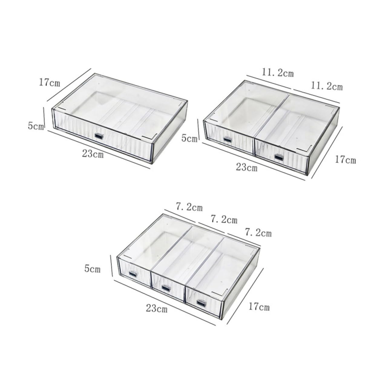 Organizador de Escritorio Transparente de Plástico 3 Piezas | Cajones Multicapa, para Borrar y Rotuladores, Uso en Escritorio y Hogar