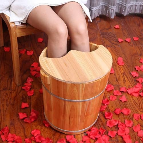 Tina de madera para spa de pies con tapa y refuerzo miniatura 3