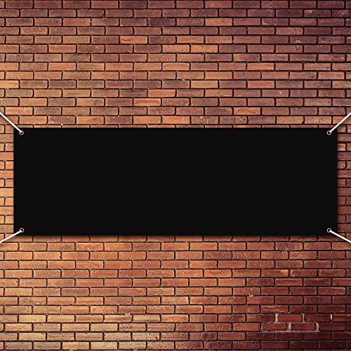 Image of Zonon Large Blank Banners And Signs Polyester Oxford Cloth Sublimation Banner To Decorate With Hanging Rope For Indoor Wall Outdoor Easy Hang Diy Signs For Business Office(Black,2 x 6 Feet)