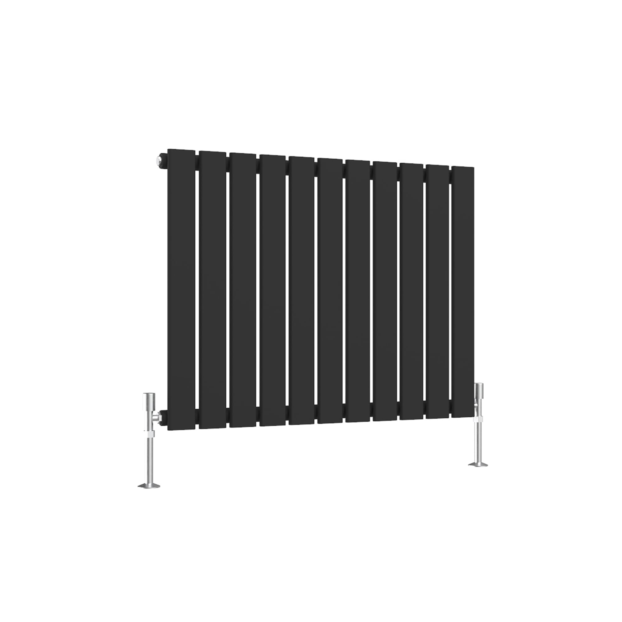 SLINE SANITARY Black Flat Panel Designer Radiator 600x748mm Horizontal Single Column Wall Mounted Central Heating Radiator for Bathroom & Living Room