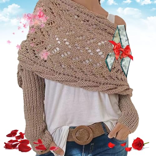 Scarf with Sleeves for Women,Scarf with Sleeves,Knitted Scarf with Sleeves,Scarf with Sleeves for Women Pack (Camel,one Size)