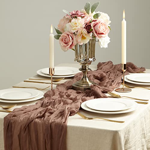 2 Pcs 13Ft Table Runner For Wedding, Cotton Cheesecloth Table Runner Linen Table Runner Rustic Table Runner Bridal Party Decor Wedding Table Decor (Cameo Brown) #TOP1