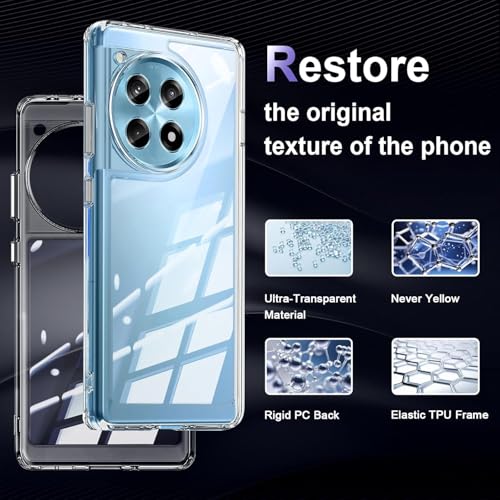 Image of NISHTECH for OnePlus 12R 5G (2024) Premium Transparent Hybrid Soft Slim Dust Proof Back Case Cover Silicone with Camera Protection
