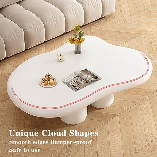 Table basse moderne assemblage facile en bois blanc forme nuage - 5