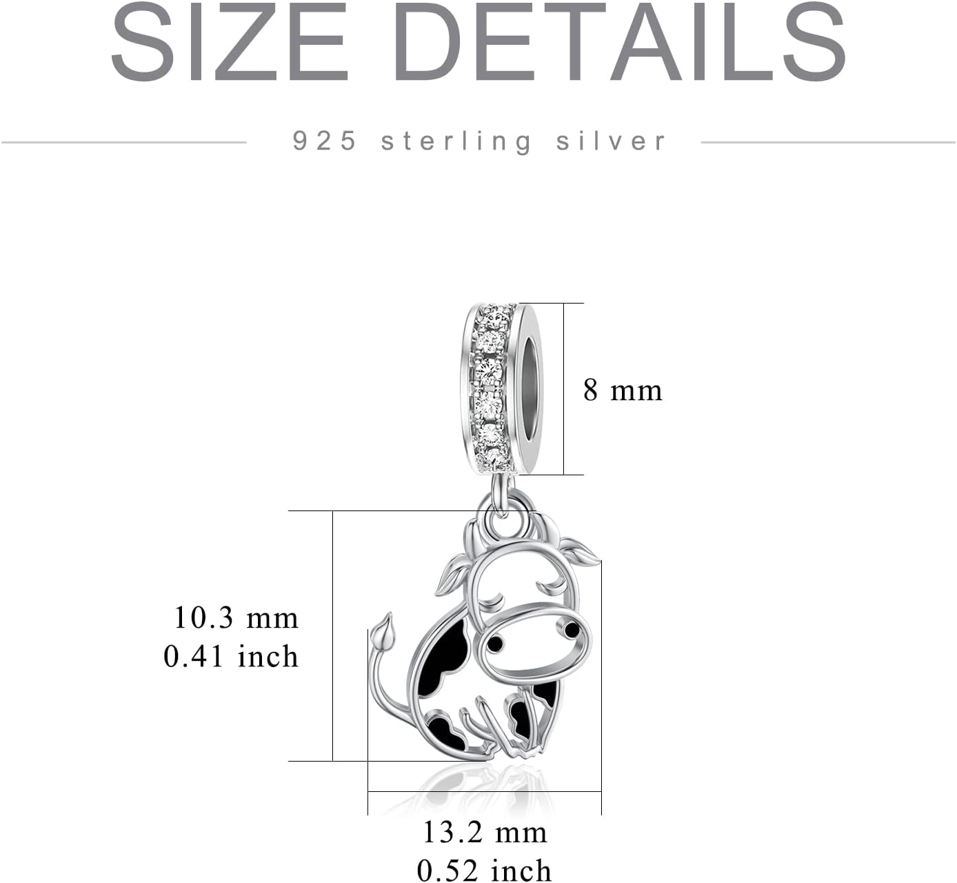 Cow Charm for Bracelet Butterfly Charm for Women 925 Sterling Silver Cow Jewelry Gifts for Cow Lover - Image 4