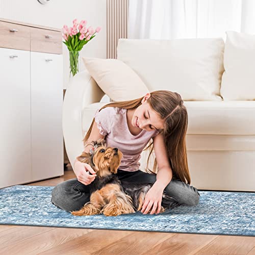 Matbar Boho Hallway Runner Rug Non Slip 2X6 Kitchen Runner Rug Machine Washable Blue Heavily Soft Laundry Room Rugs And Mats Large Indoor Runner Rugs For Entryway Bathroom Bedroom #TOP3