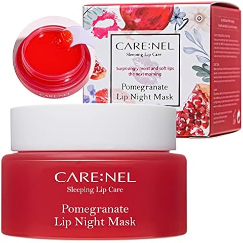 CARENEL Pomegranate Lip Sleeping Mask 23g - Lip gloss and Moisturizers Long lasting Night Treatments Lip care balm Chapped cracked lips dry lips for girls, women and Men Cover