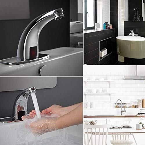 Image of Automatic Sensor Tap Touch Less Brass Water Sensor Tap | Automatic Sensor Faucet | Silver | Chrome Finish | for Washbasin & Bathroom