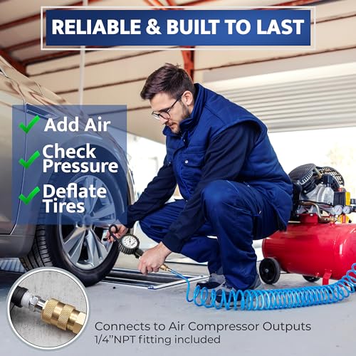 image for GERCHWAY Tire Inflator with Pressure Gauge and Longer Hose - Most Accu