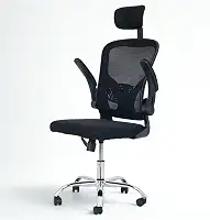 Cadeira de Escritório Ergonômica, Malha Respirável, Apoio de Cabeça Ajustável, Braços Reclinaveis, Base Cromada, Apoio Lombar, Executiva Presidente