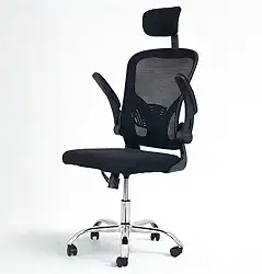 Cadeira de Escritório Ergonômica, Malha Respirável, Apoio de Cabeça Ajustável, Braços Reclinaveis, Base Cromada, Apoio Lombar, Executiva Presidente