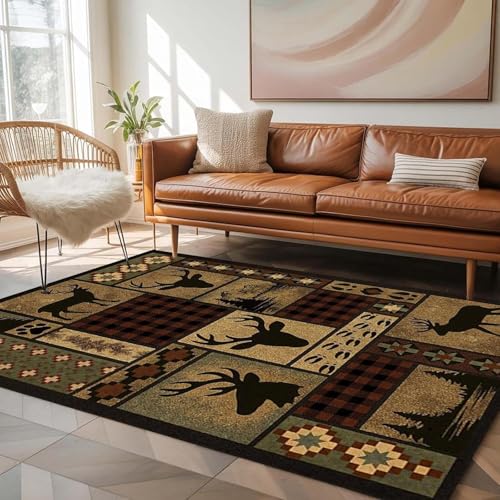 Tapete Deer Rug 3x5 ft con diseño rústico y antideslizante miniatura 3