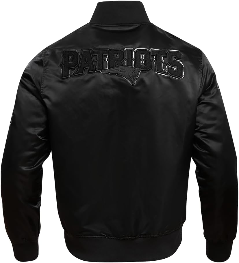 Pro Standard Mens NFL Classic Triple Black Satin Jacket - Image 4