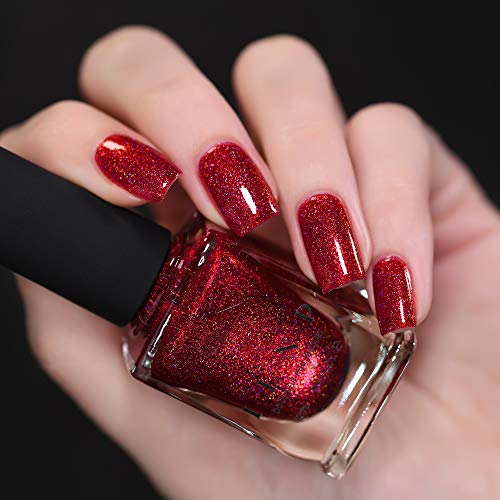 Image of ILNP Say Love - Ruby Red Holographic Nail Polish, Chip Resistant, 7-Free, Non-Toxic, Vegan, Cruelty Free, 12ml