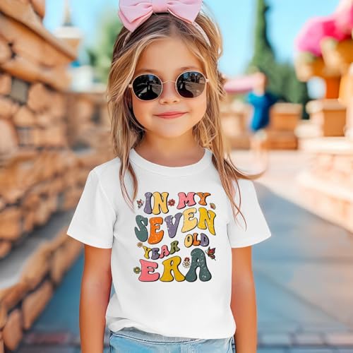 MODNTOGA Toddler Birthday Girl Shirt in My 1-7 Year Old Era Graphic T-Shirt Kid Girls B-Day Party Tee Short Sleeve Summer Top2