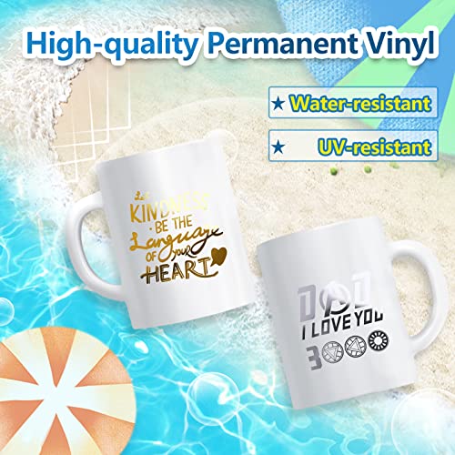 Htvront Silver Chrome Vinyl - 12" X 15Ft Mirror Metallic Silver Permanent Vinyl Roll For Cricut - Easy To Cut & Weed & Transfer Craft Adhesive Vinyl For Craft, Signs, Scrapbooking #TOP5