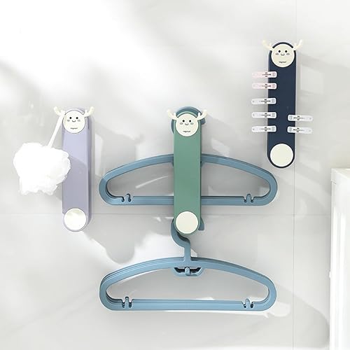 Miniatura 3 de Organizador de colgar para montar en la pared, estante de almacenamiento expandible para ropa, sin taladrar, ahorro de espacio, soporte plegable