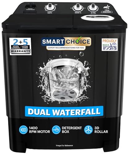 Image of OG Star Smart Choice 7.5 Kg Semi-Automatic Top Load Washing Machine | 1400 RPM Powerful Motor | 3D Rollers | Dual Waterfall | Built-in Detergent Box | Heavy Duty Performance