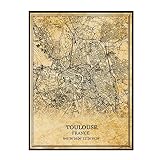 Toulouse France Art mural Vintage impression affiche toile carte œuvre voyage Souvenir cadeau décor à la maison sans cadre 20x30 pouces