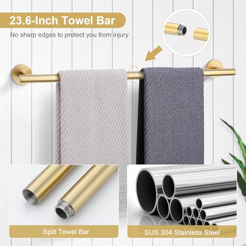 image for TQKAG Brushed Gold Bathroom Hardware Set 6-Piece Bathroom Accessory Se