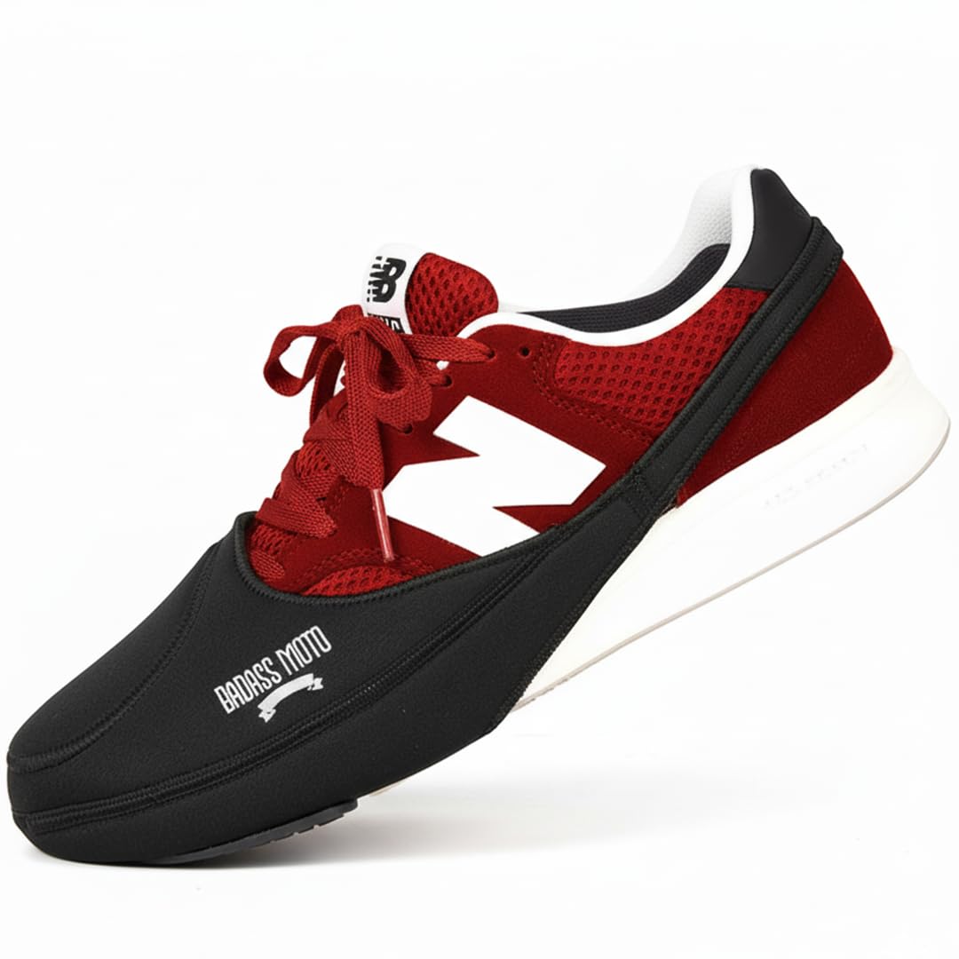 Badass Moto Motorcycle Shifter Shoe Protector, Motorbike Shoe Cover, Motor cycle Gear Shift Shoes guard, Anti Scuff Boot Protector - Men & Women Moped Sneaker Protection Fits Up To Size 12