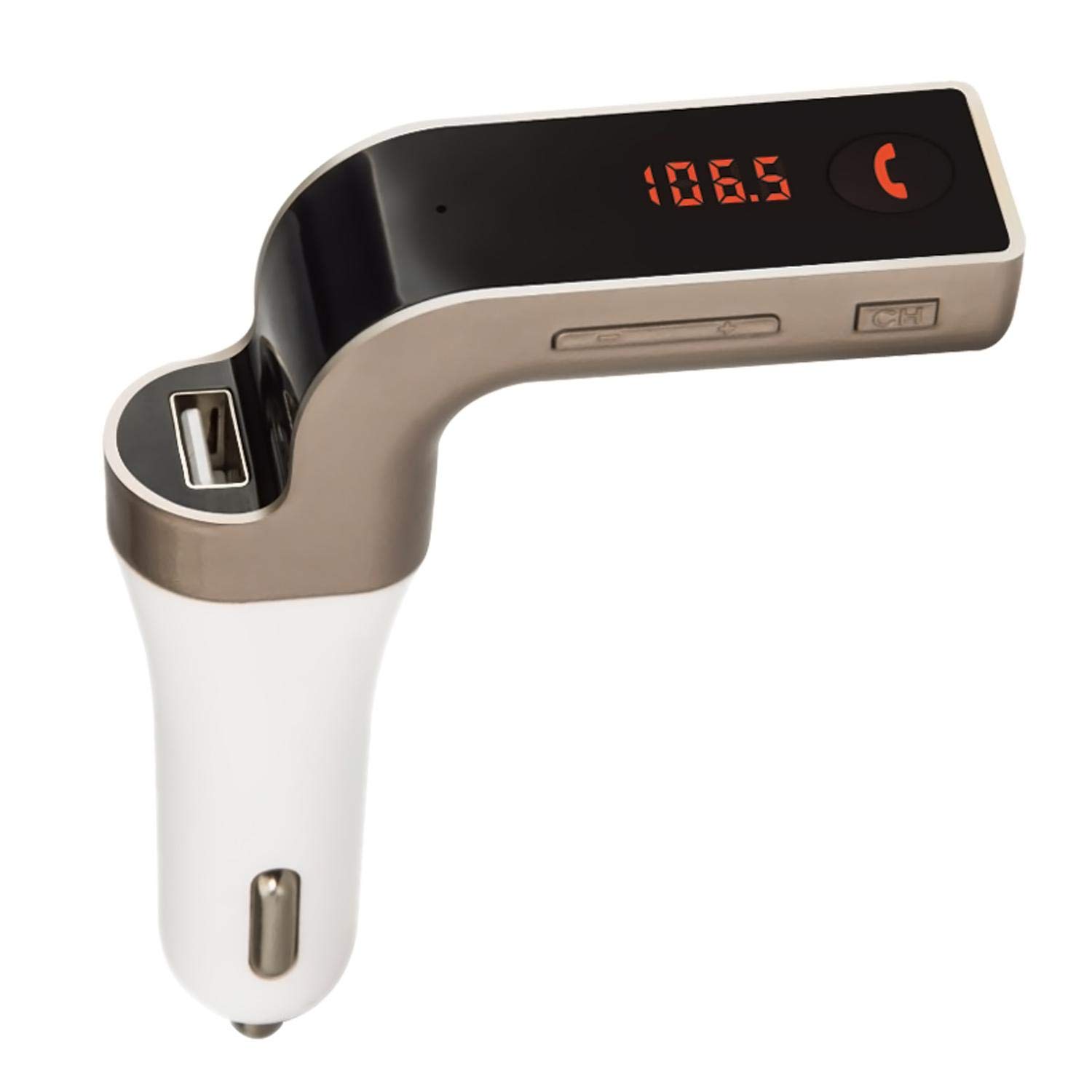 Bluetooth Car Kit Handsfree FM Transmitter Radio MP3 Player USB Charger gold