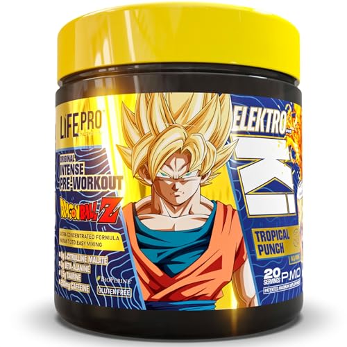 Life Pro Elektro Ki Dragon Ball Z Édition Limitée 400g - Puissant pré-entraînement inspiré de Dragon Ball Z, boostez vos performances et dépassez vos...