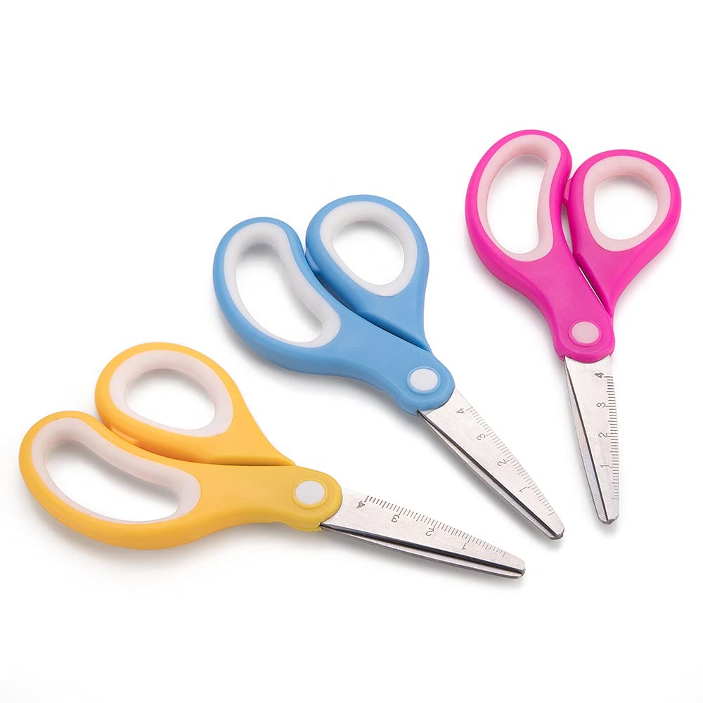 Tijeras para niños (36 unidades, punta redondeada, 14 cm) – 5.5 pulgadas suave al tacto para estudiantes escolares romos AW-003-R36