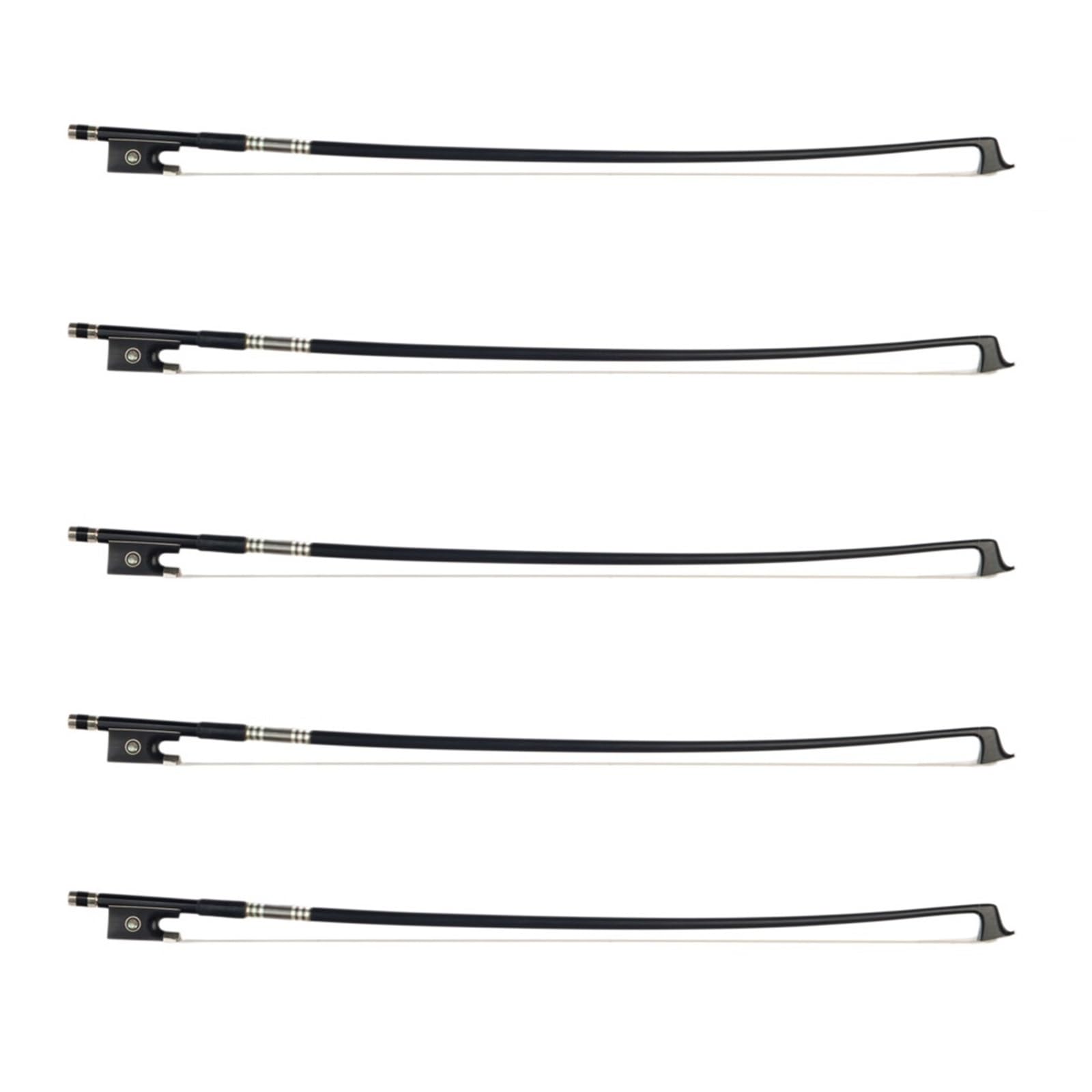 Arcos De Violín Profesionales Fibra De Carbono Negra Envuelta Con Hilo Plateado Y Negro Arco Violín Cordal Ébano Doble Ojo Cubierto Piel Oveja(1-8)