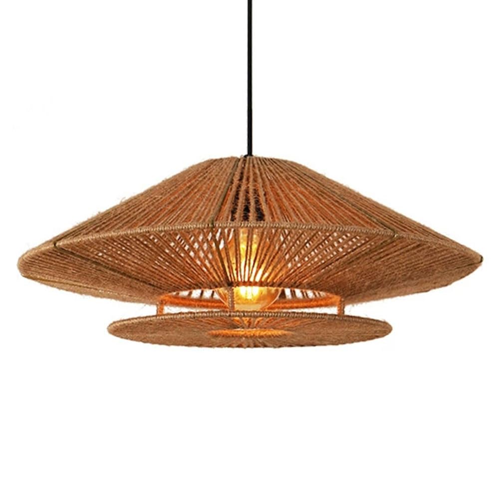CSSYKV Farmhouse Chandeliers for Dining Room 1-Light Coastal Beach Light Fixture with Metal Frame Rustic Island Hanging Pendant Lights E26 Socket for Kitchen Bedroom Living Room Foyer - 19.7"