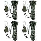 14ft Ratchet Tie Down Rope Reflctive Adjustable Canopy Tent Strap Retractable Hanger tieboss with Reinforced Hooks for Camping Grow Light 1/8' (2-Pack)