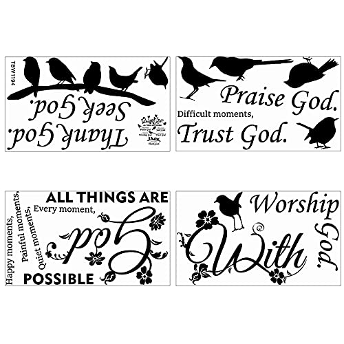2 Pieces With God Things Are Possible Wall Decal Vinyl Quote Bible Sticker Christian Praise God Diy Decals Inspirational Quote Wall Art Decals Decor For Home Walls Bedroom Decoration (Black) #TOP2