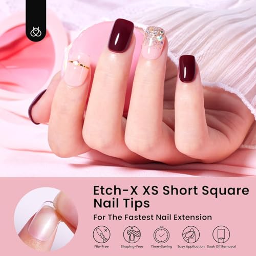 Image of Beetles Gel Nail Tips 288 pcs Extra Short Square Tips 12 Sizes Half Matte