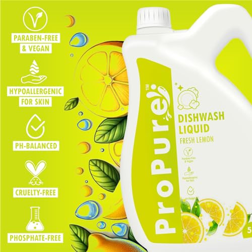 Image of Dish Wash Liquid Gel 5 Litres Refill Pack, Fresh Lemon Fragrance, Leaves No Residue, Grease Cleaner for All Utensils, Dishwash Liquid Kitchen Soap - 5 Litre
