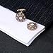 Rockyu Men's Cufflinks Stylish, Old Copper Color, Large, Zirconia, Round Cufflinks, For Business, Attendance, Wedding, Job Celebration, Gift, Fashion, Brass, Cubic Zirconia