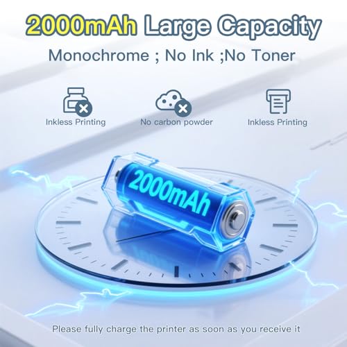 Image of Label Printer with Waterproof Self-Adhesive Labels (12 x 40 mm), Bluetooth Labeling Device, Portable Label Printer, 2000 mAh, Compatible with iOS & Android, for Home, School, and Office (Mint Green)