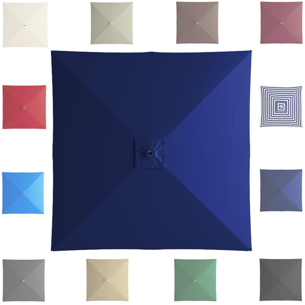 GJPXFR 6.5'x6.5' 8'x8' Square Umbrella Replacement Canopy 4/8 Ribs Patio Umbrella Replacement Cover Weatherproof Yard Market Parasol Top Cover Cloth(Navy blue,3x3.0m/9.8x9.8ft)