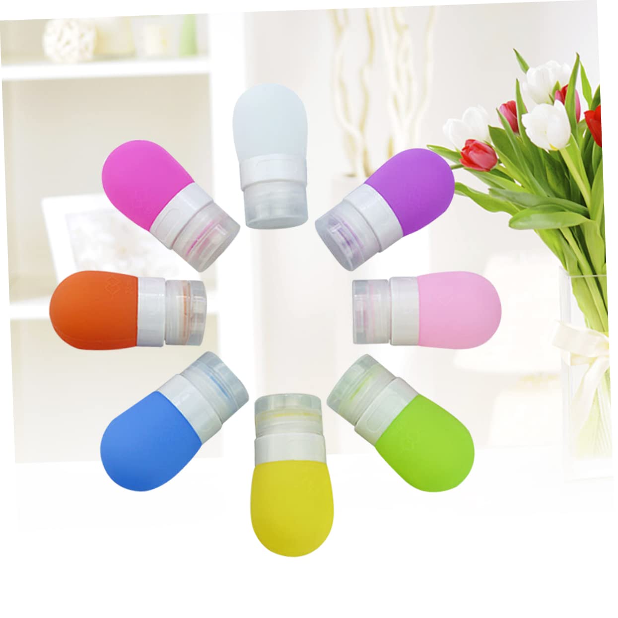 MAGICLULU 2 Set di Flaconi in Silicone Riutilizzabili Dispenser per Gel Contenitori a Tenuta Stagna per Articoli da Toeletta Flaconi per Shampoo Barattoli per Lozione 8 Pezzi*2