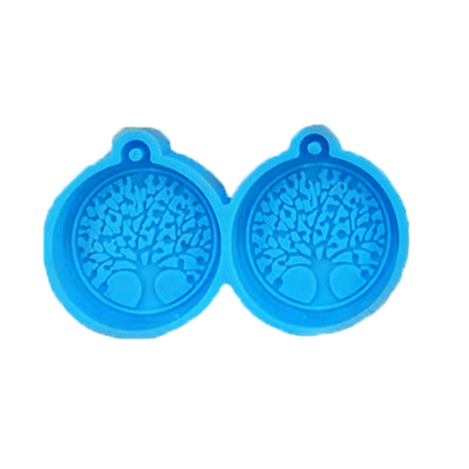 oringnat 1/4PCS Life Trees Resin Earring Mold Silicone Epoxy Earring Heart Round Pendant Keychain Ornament