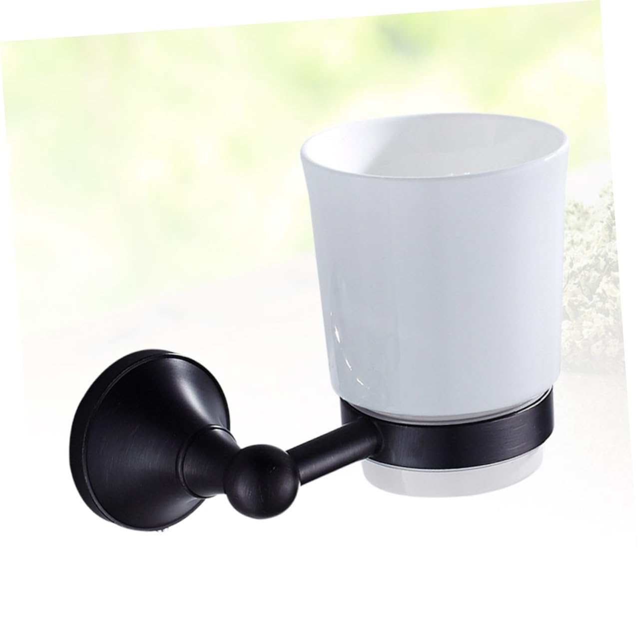 Soporte de Pared para Vaso y Cepillo de Dientes de Cobre con Taza Cerámica para Baño Rack de Almacenamiento Vintage Resistente y Elegante