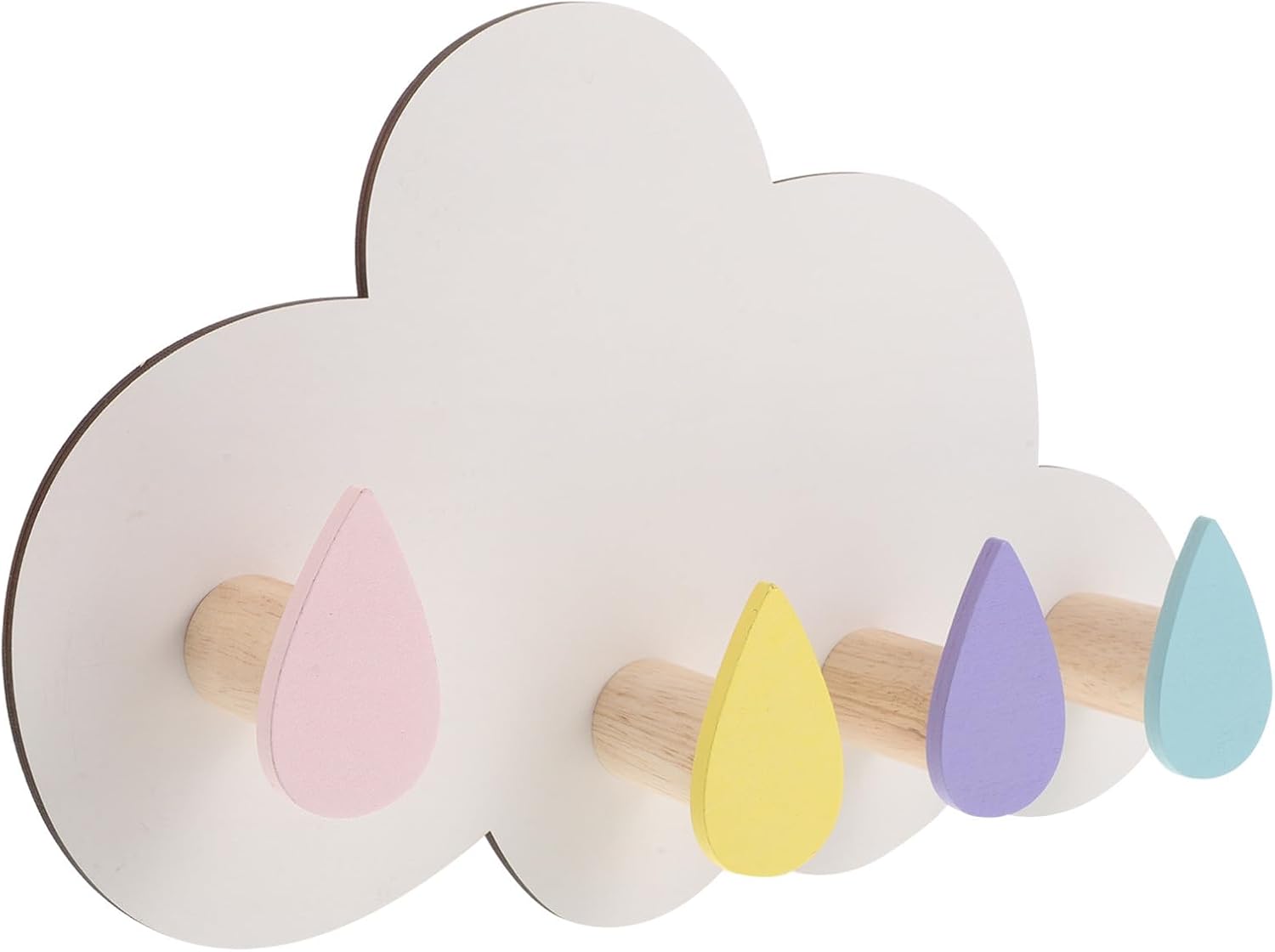 Toyvian White Wooden Cloud Shaped Wall Hook for Coat and Accessory Hanging