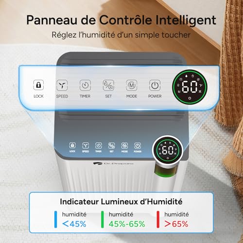 Déshumidificateur d air 3 modes programmables pour assainir rapidement 20-30m2 - 7