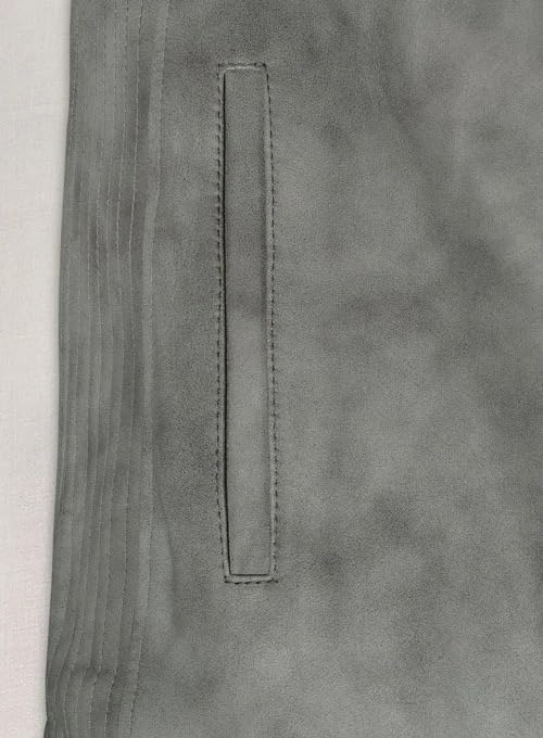 Men’s Distressed Gray Leather Jacket – Slim Fit Vintage Biker Style, Vintage Cafe Racer Motorcycle Leather Jackets4