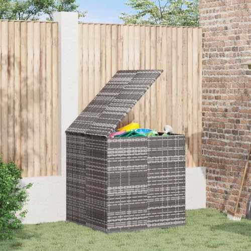 Genérico Baúl de Cojines para jardín de ratán PE Gris 100x97,5x104 cm, Cajas de almacenaje para Exteriores Gris,317228