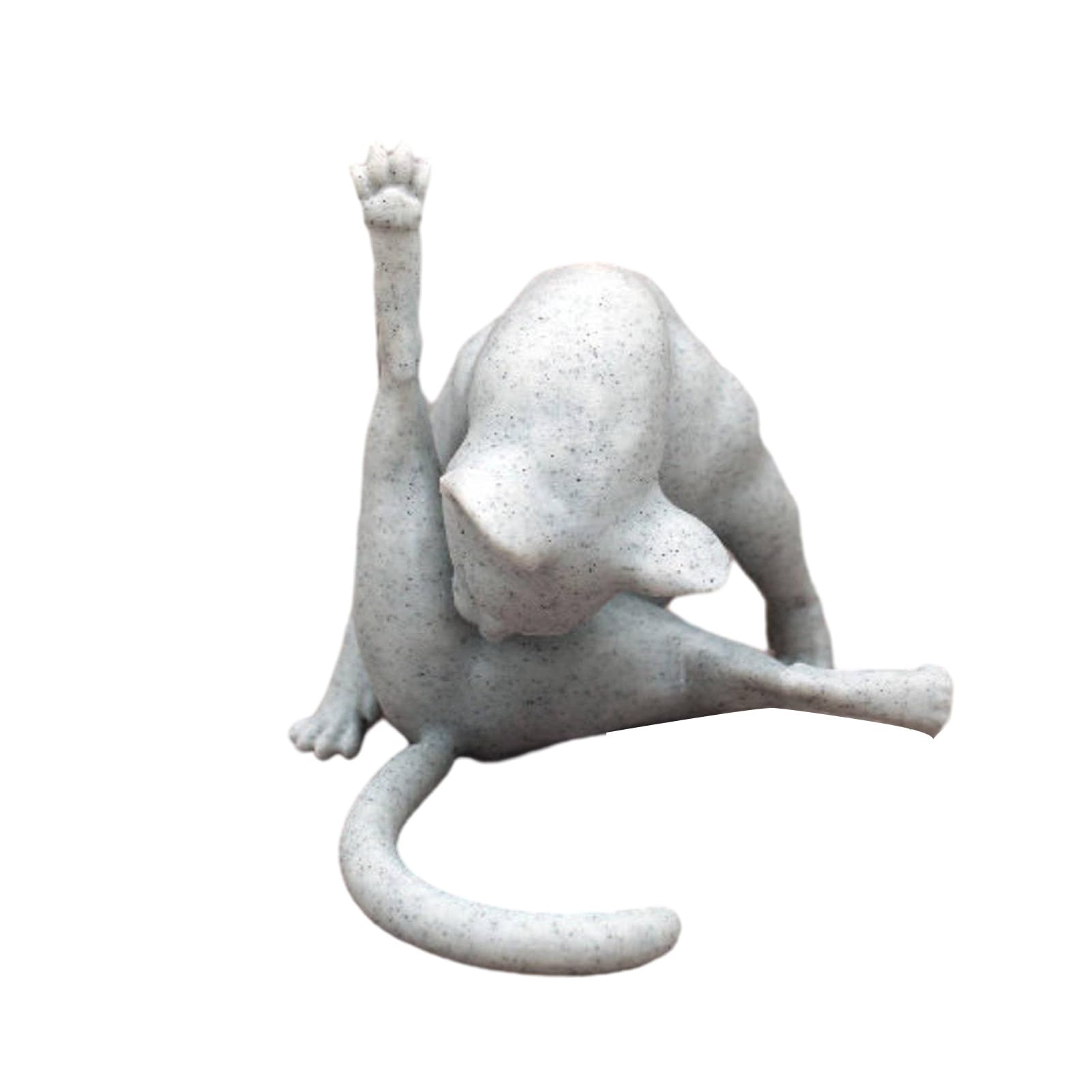 tinysiry Cat Figurines Garden Statues & Sculpture Decoration Funny Ass Licking Cat Figurine Cat Decor Art Sculptures Outdoor Statue Home Ornament Grey
