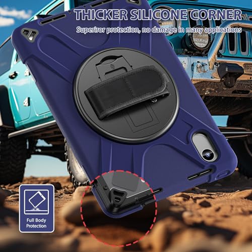 Funda para Lenovo Tab M11 2024 de silicona azul con correa 2