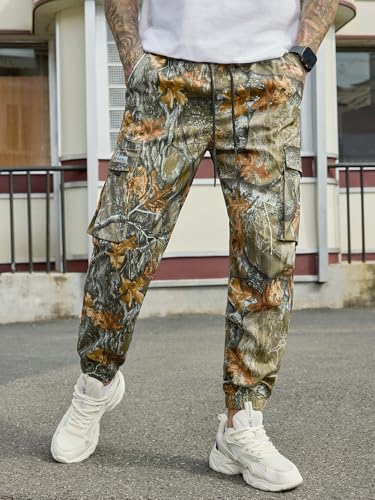 Image of JEMLDL Mens Cargo Joggers Pants Elastic Waist Drawstring with Flap Pockets Techwear Pants for Men