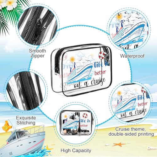 6Pcs Cruise Clear Makeup Bag PVC Cruise Ship Cosmetic Bags Transparent Plastic Pouch with Zipper Waterproof Travel Toiletry Bags Nurse Teacher Dance Gift Survival Kit for Summer Beach Travel3